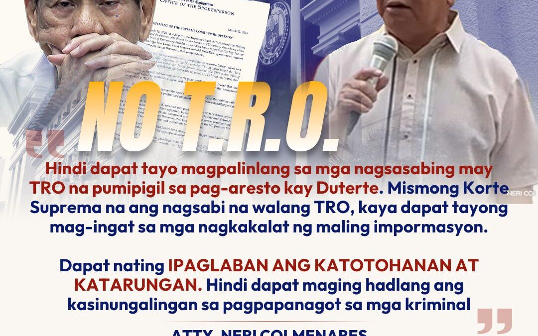 BAYAN MUNA: No TRO on Duterte Arrest, Stop Spreading Fake News!